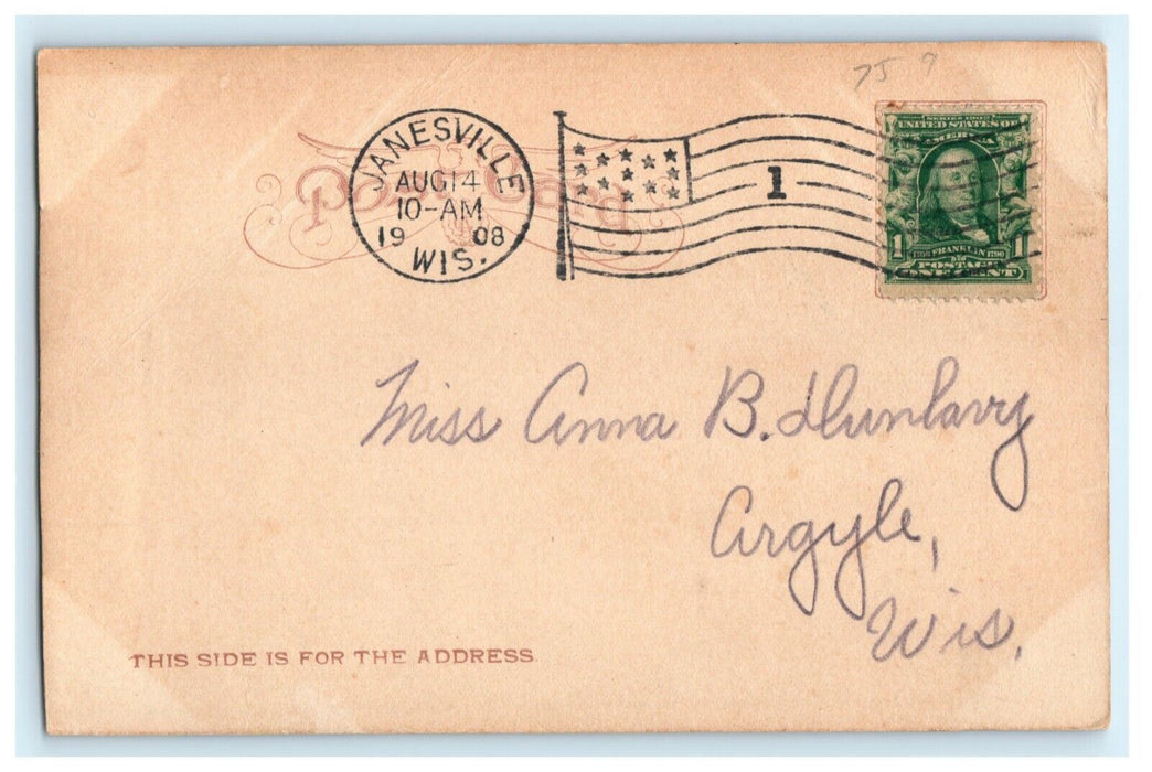1908 St. Mary's Church Janesville Wisconsin WI Posted Antique Postcard