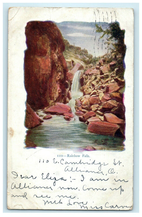 1906 Rainbow Falls Alliance Ohio OH Posted Antique Postcard