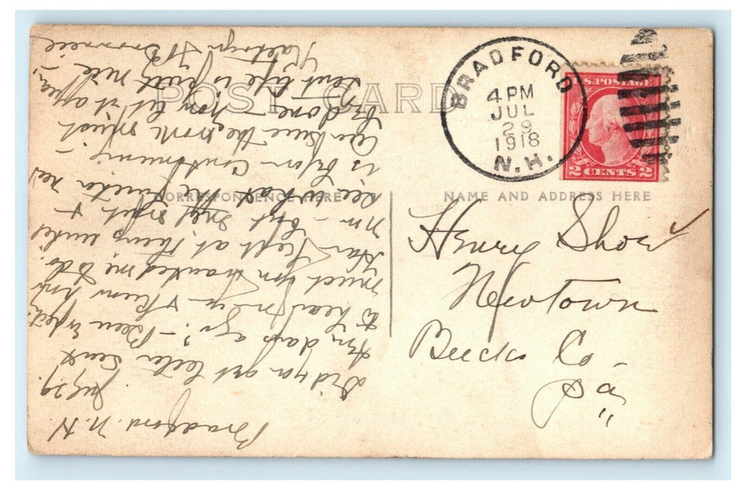 1918 Bradford Countryside New Hampshire NH Posted RPPC Photo Postcard