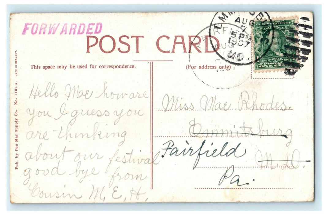 1907 Lake Royer Blue Ridge Summer Resort Pen Mar Pennsylvania PA Postcard