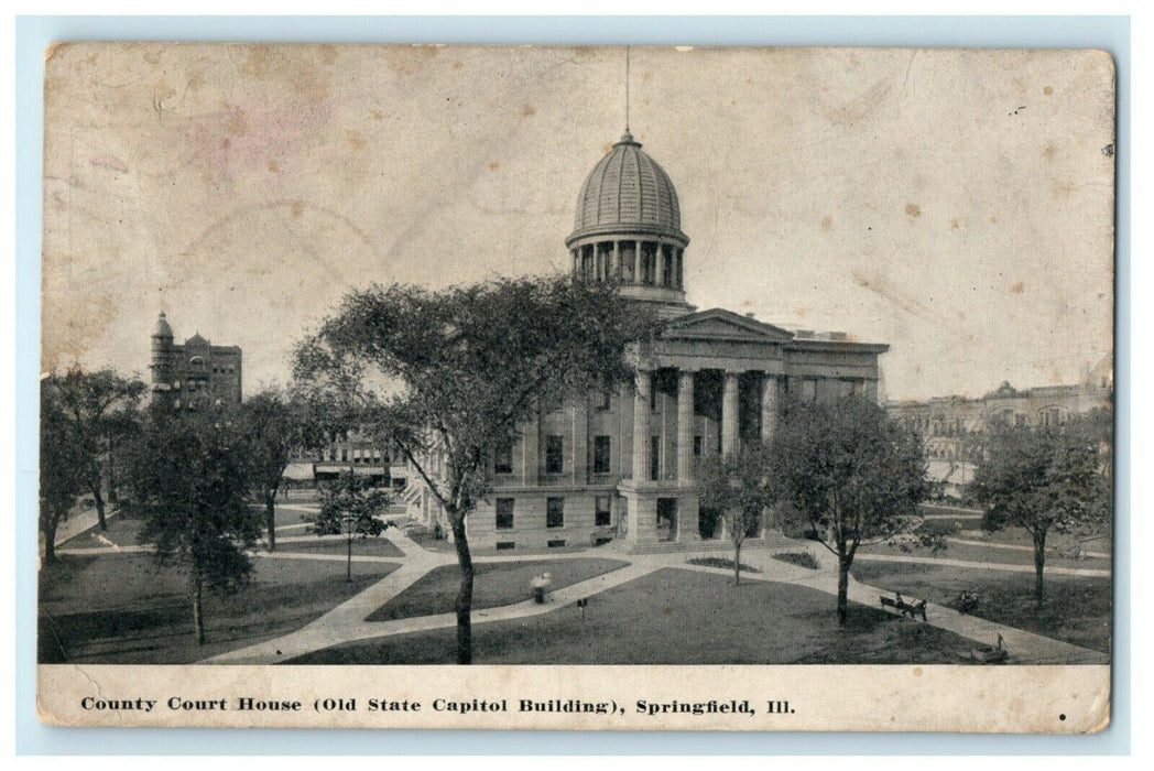 1916 County Court House Springfield Illinois IL Posted Antique Postcard