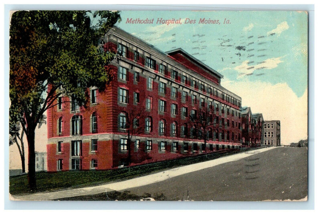 1911 Methodist Hospital Street View Des Moines Iowa IA Antique Postcard