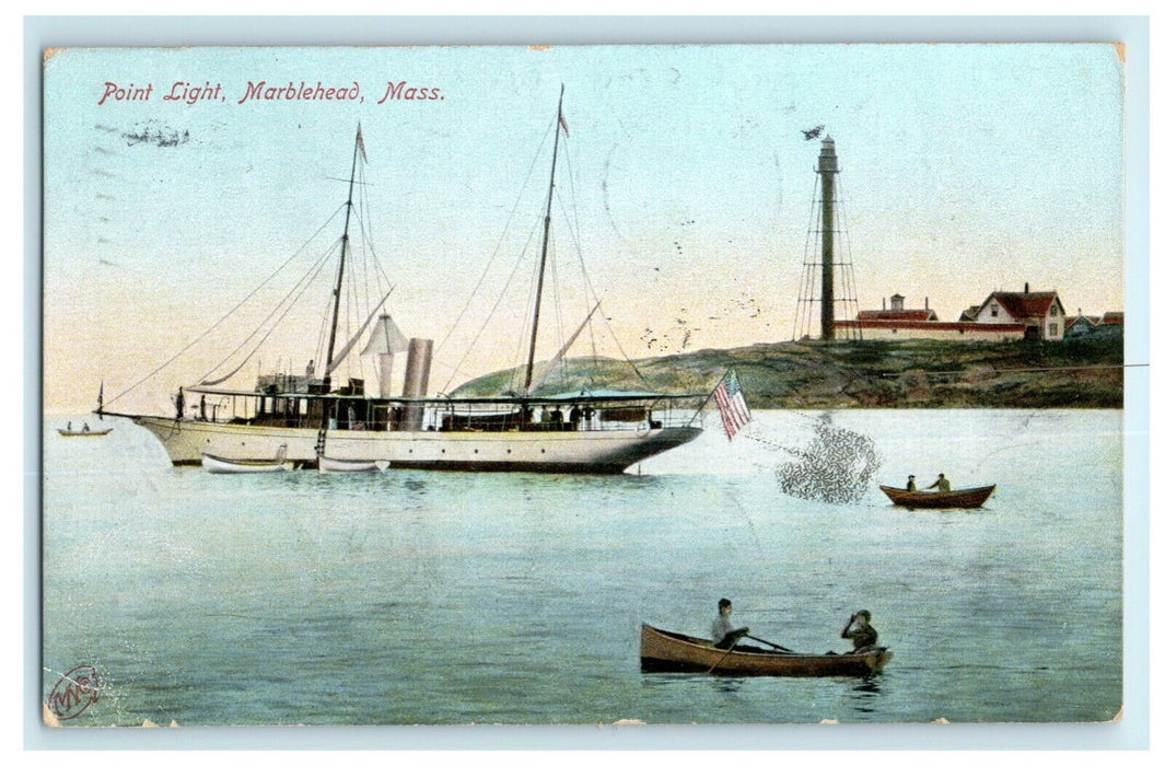 1907 Point Light Marblehead Massachusetts MA Posted Antique Postcard