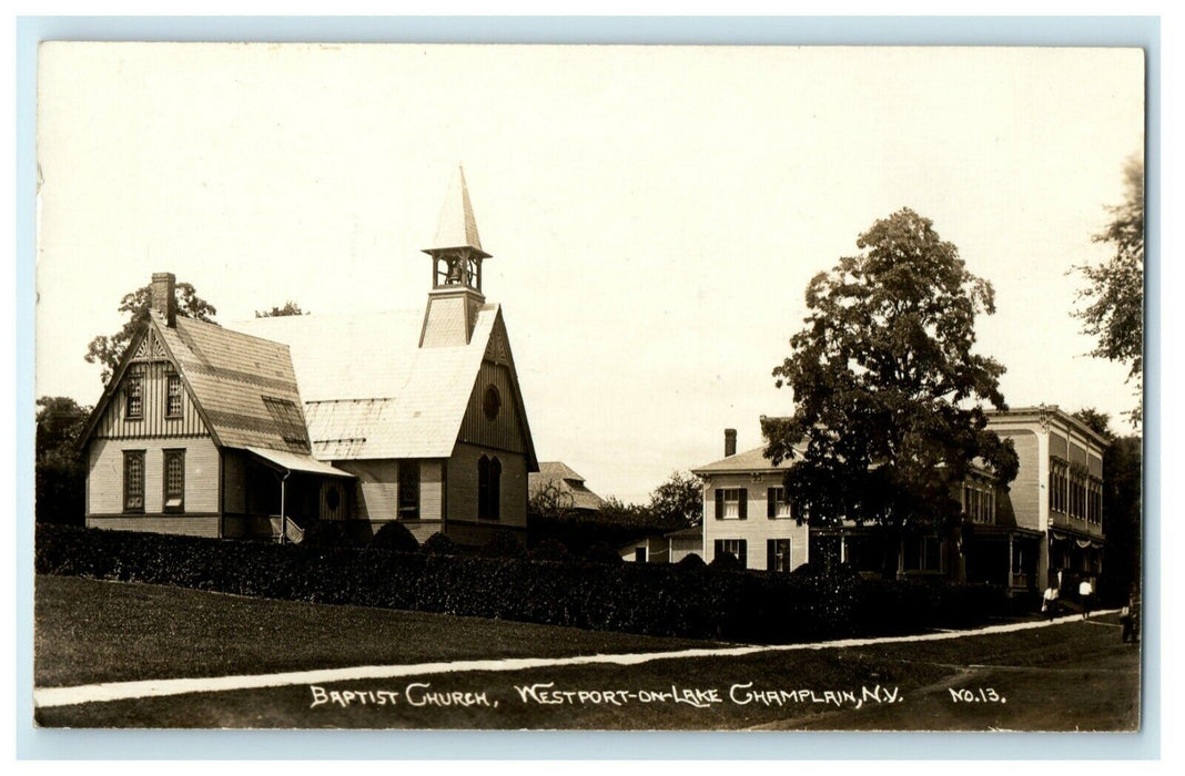 Baptist Church Westport-on-Lake Champlain New York NY RPPC Photo Postcard