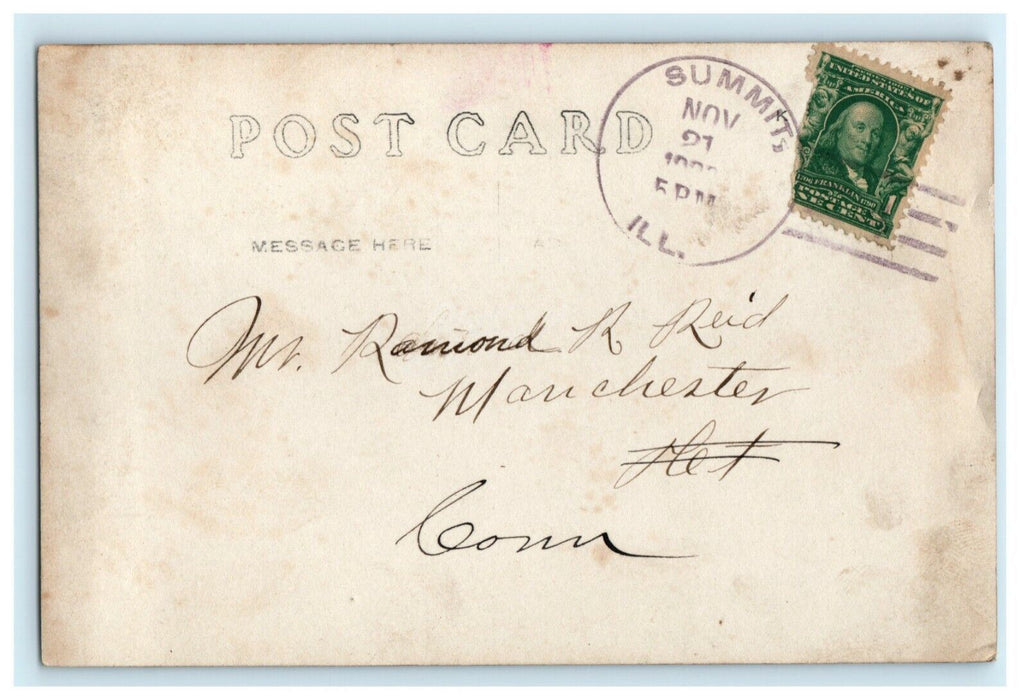 c1907 Public School House Summit Illinois IL Cupola RPPC Photo Postcard