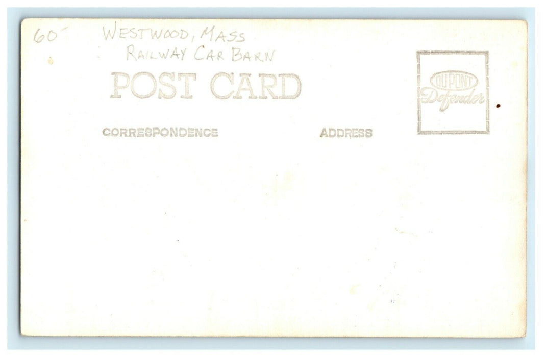 c1910 Railway Trolley Car Barn Westwood Massachusetts MA RPPC Photo Postcard