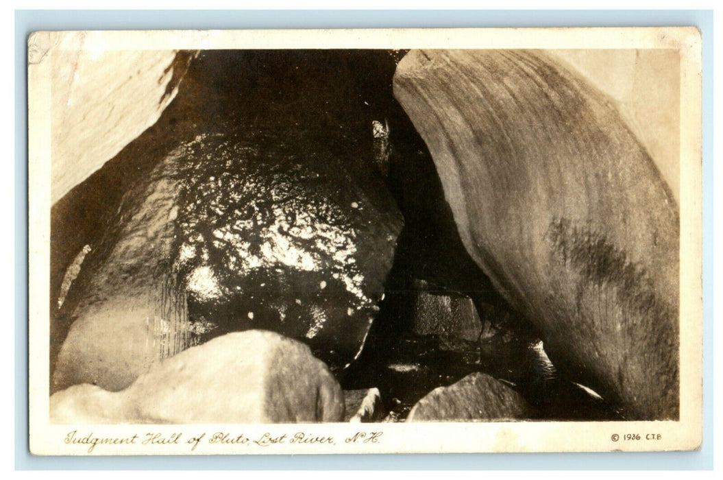 1936 Judgment Hall of Pluto Lost River New Hampshire NH RPPC Photo Postcard