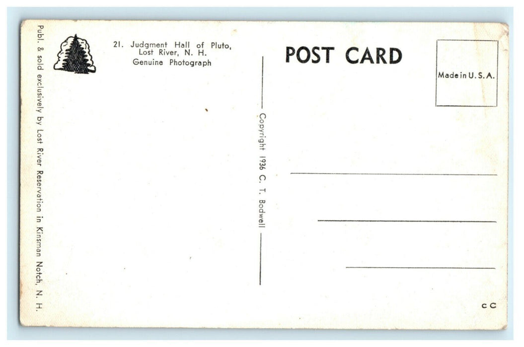 1936 Judgment Hall of Pluto Lost River New Hampshire NH RPPC Photo Postcard