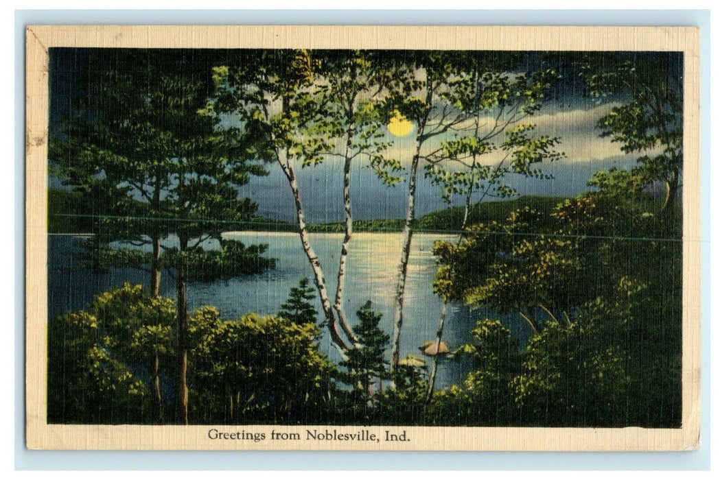 c1940's Greetings From Noblesville Indiana IN Unposted Vintage Postcard
