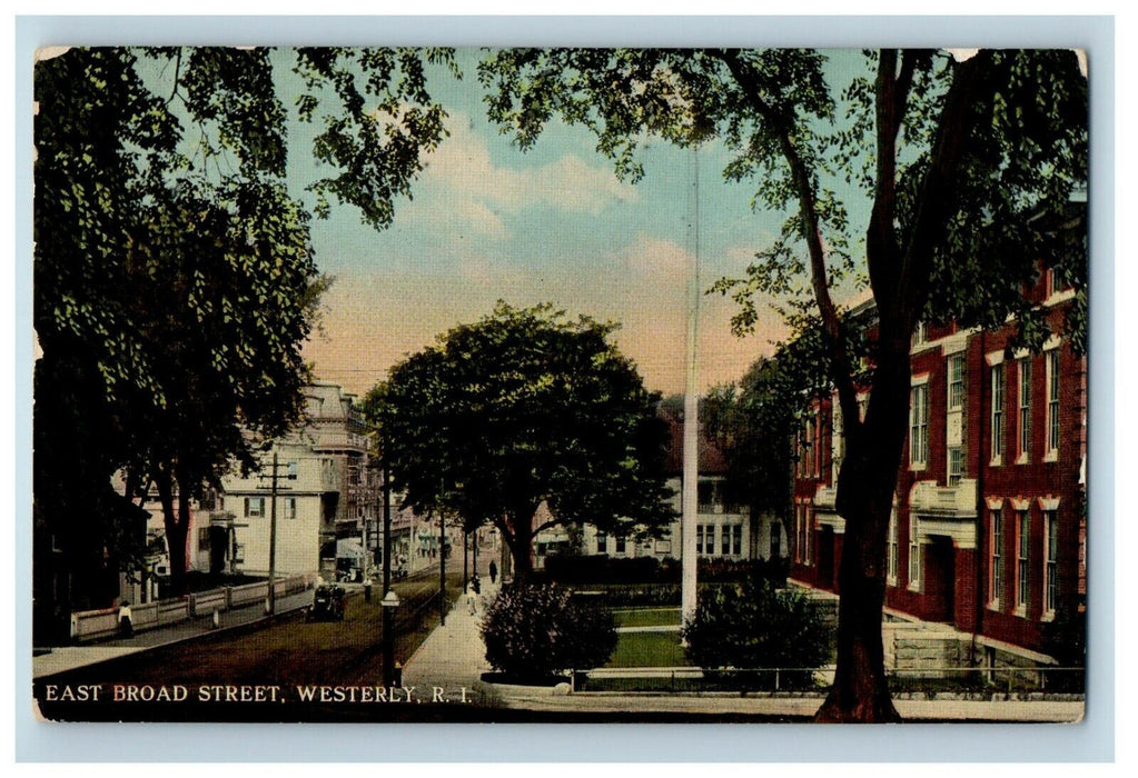 1913 East Broad Street View, Westerly, Rhode Island RI Antique Postcard