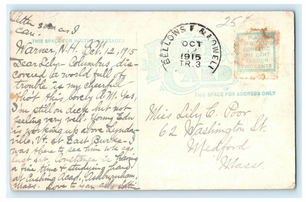 c1915 The Wentworth, Walpole, New Hampshire N.H. Antique Postcard