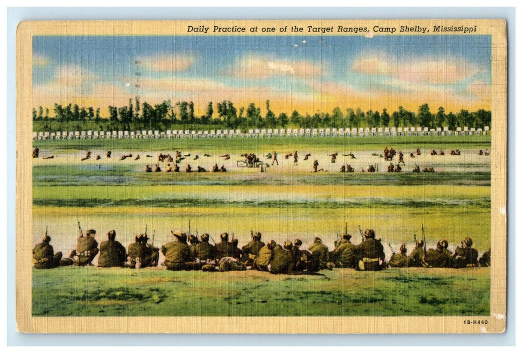 1941 Daily Practice at Target Ranges, Camp Shelby Mississippi MS Postcard