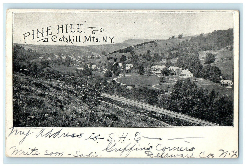 Birds Eye View Pine Hill Catskill Mountains New York NY Private Mailing Postcard