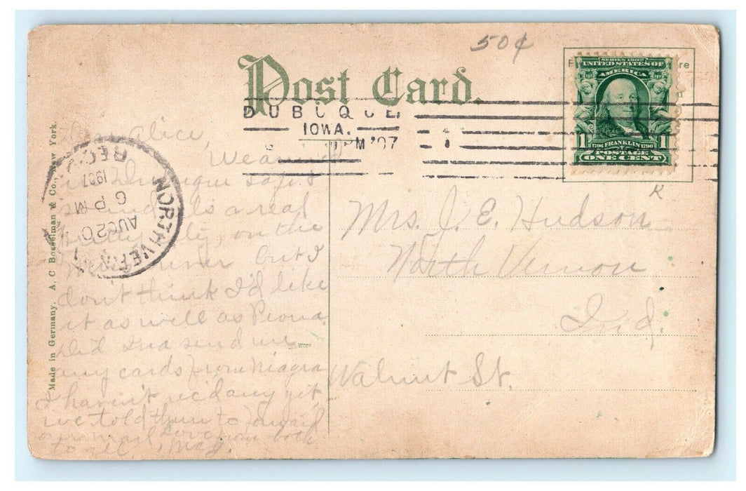 C1907’s Man Standing in Deep Rock Cut, Dubuque IOWA, IA Vintage Postcard