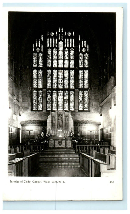 c1950's Interior of Cadet Chapel West Point New York NY RPPC Photo Postcard