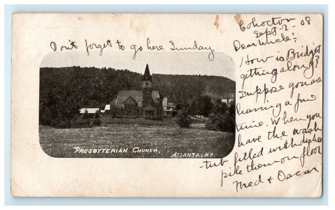 1908 Presbyterian Church, Atlanta New York NY Antique Private Postcard