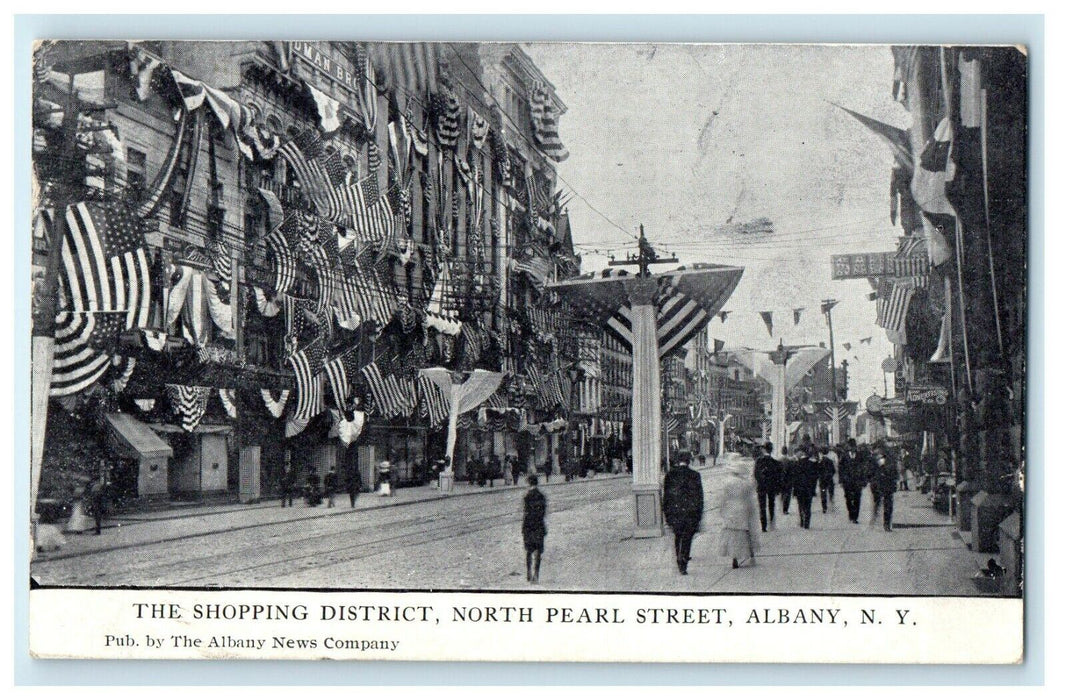 1909 The Shopping District, North Pearl Street, Albany New York NY Postcard