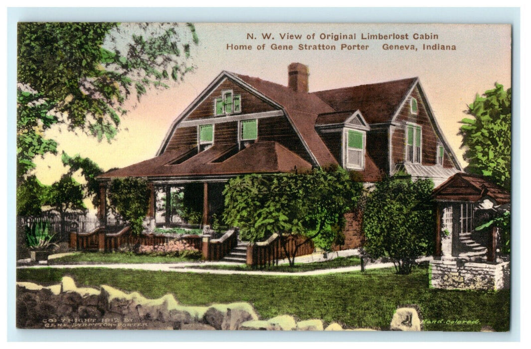 c1907 Original Limberlost Cabin of Gene Stratton Porter Geneva, IN Postcard