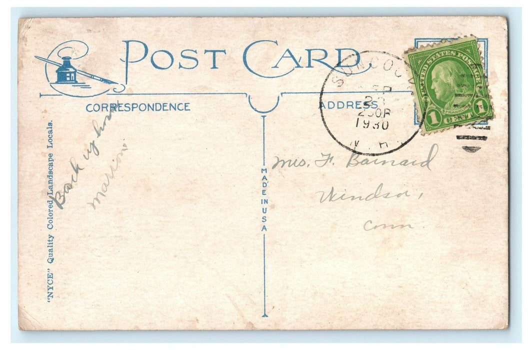 1930 Greetings from Suncook, New Hampshire, N.H. Vintage Postcard