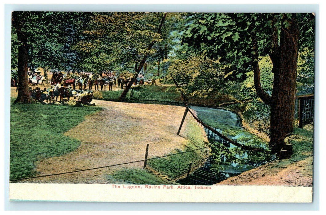 c1910 The Lagoon at Ravine Park, Attica Indiana, IN Vintage Postcard