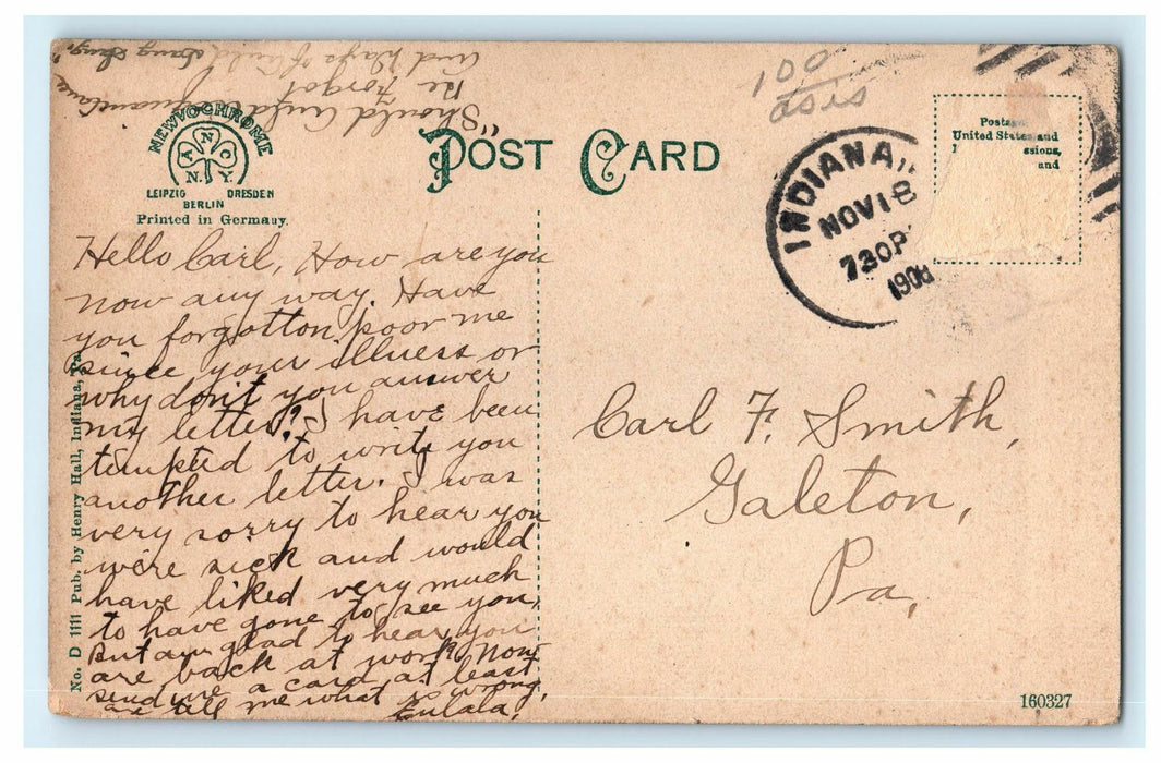 1908 Indiana PA, Old Second Ward School in Pennsylvania Antique Postcard