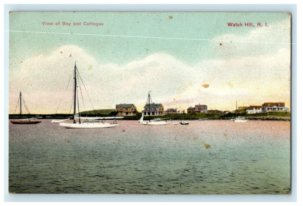 1909 View Of Bay And Cottages Watch Hill Rhode Island RI Antique Postcard