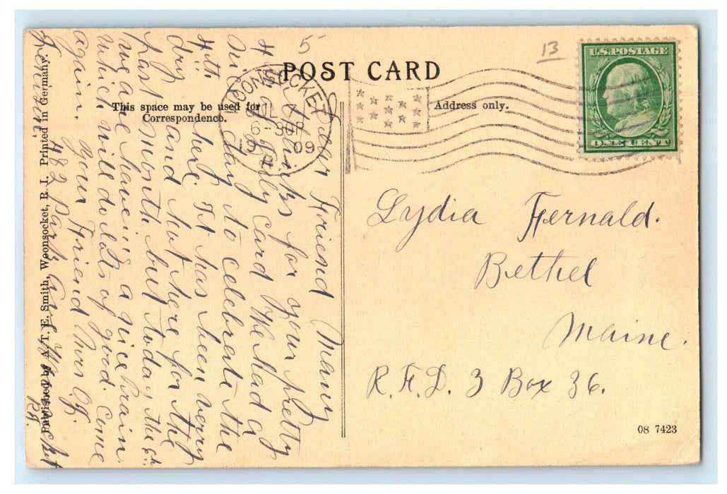 1909 Congregational Church And Rectory Woonsocket Rhode Island RI Postcard