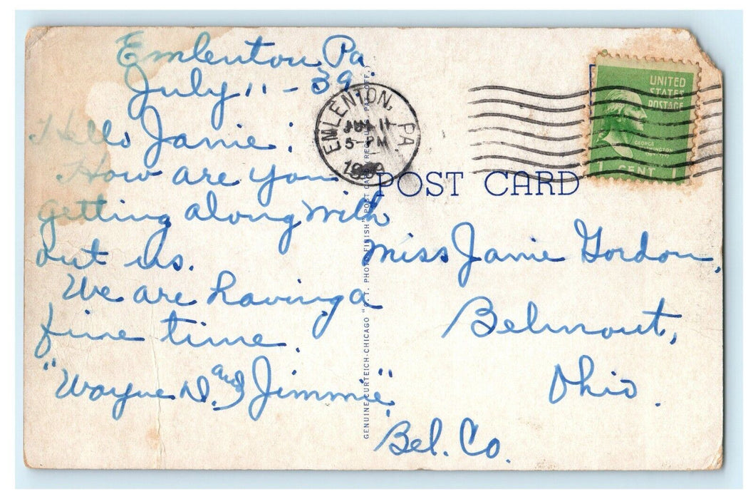 1909 Looking Down Hill On Route 68 Emlenton Pennsylvania PA Antique Postcard
