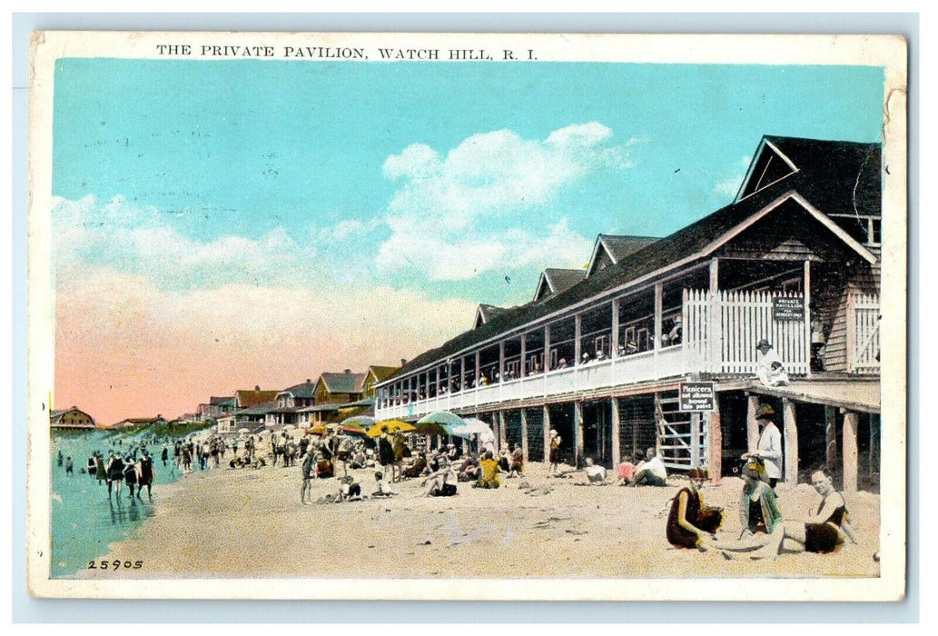 1929 The Private Pavilion, Watch Hill Rhode Island RI Vintage Posted Postcard