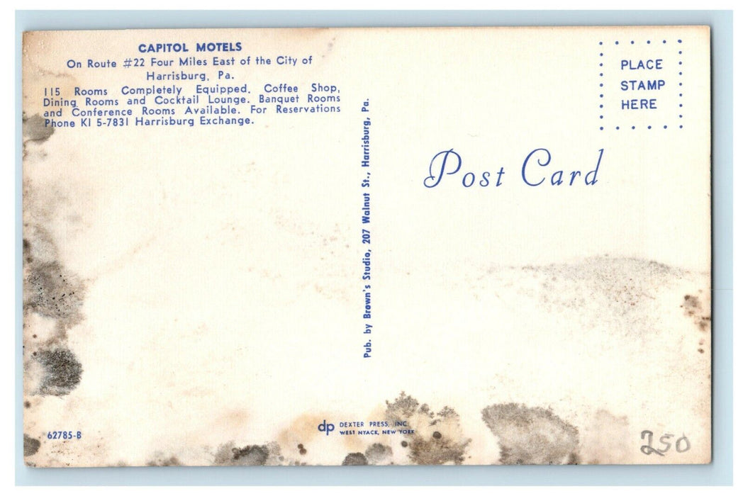 Capital Hotels Rooms Harrisburg Pennsylvania PA Unposted Postcard