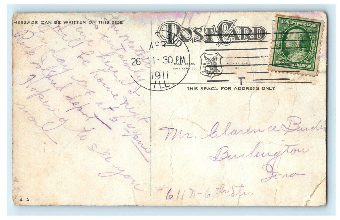 1911 Looking Up Toboggan Slide Black Hawks Watch Tower Ashland Illinois Postcard