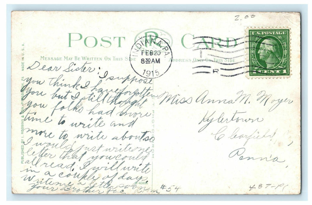 1915 Seventh Street, Municipal Building, Indiana Pennsylvania PA Postcard
