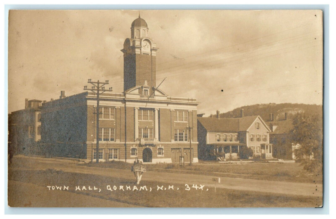 c1910 Town Hall Gorham New Hampshire NH RPPC Photo Unposted Postcard