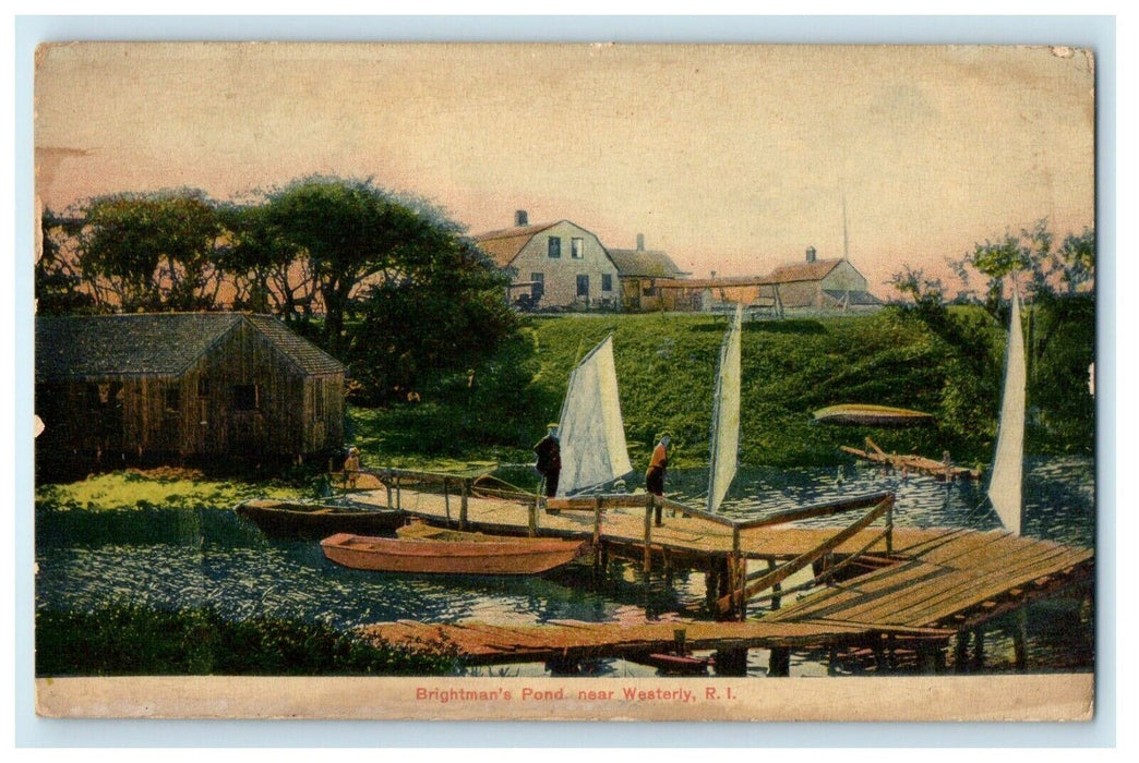 1912 Brightman's Pond Near Westerly, Rhode Island RI Antique Postcard