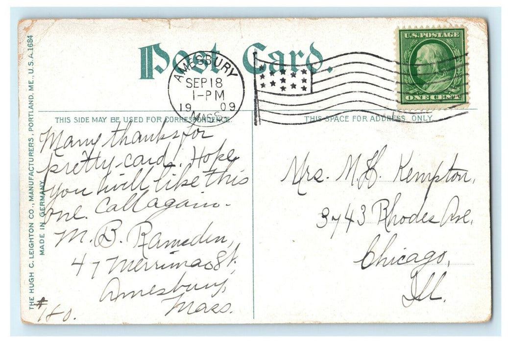 Rocky Church 1785 Amesbury Massachusetts MA Antique Postcard