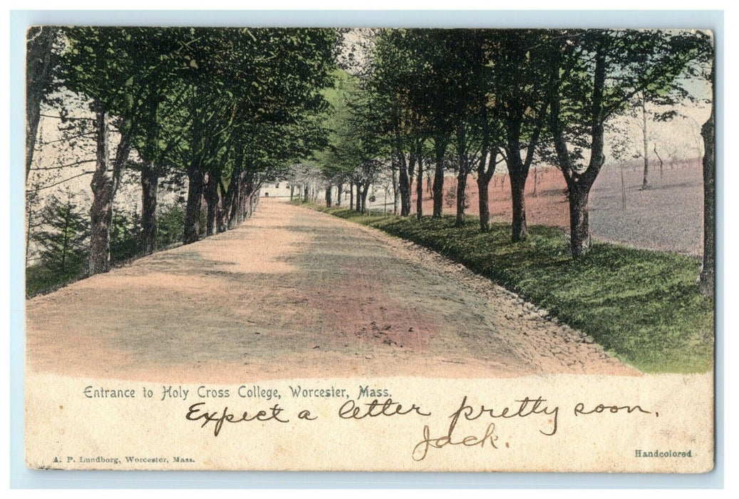 1905 Holy Cross College Entrance Worcester Massachusetts MA Antique Postcard
