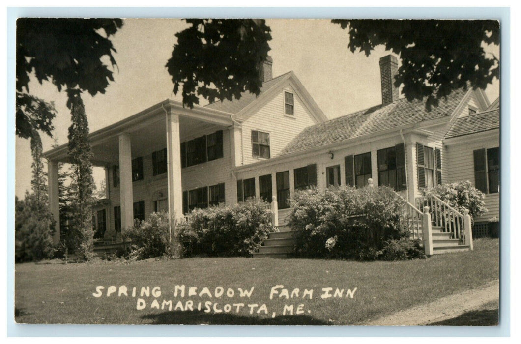 c1950's Spring Meadow Farm Inn Damarislotta Maine ME RPPC Photo Postcard