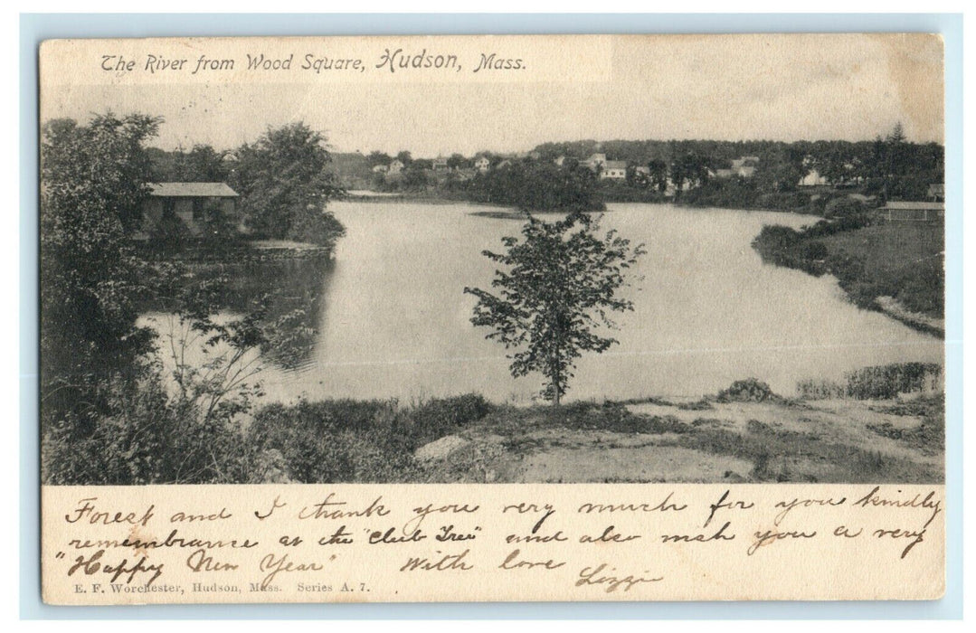 1904 River From Wood Square Hudson Massachusetts Posted Antique Postcard