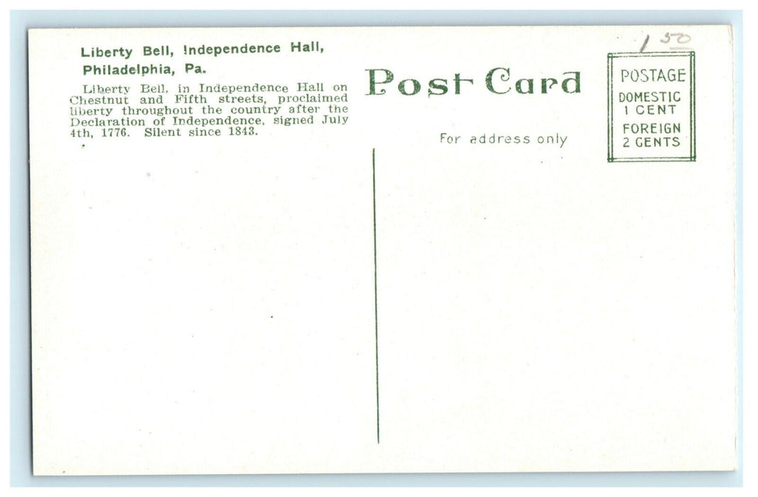 c1910 Liberty Bell Independence Hall Philadelphia Pennsylvania PA Postcard