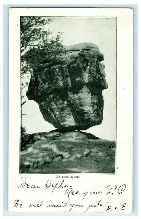 1907 Balance Rock Colorado Springs CO Posted Antique Postcard