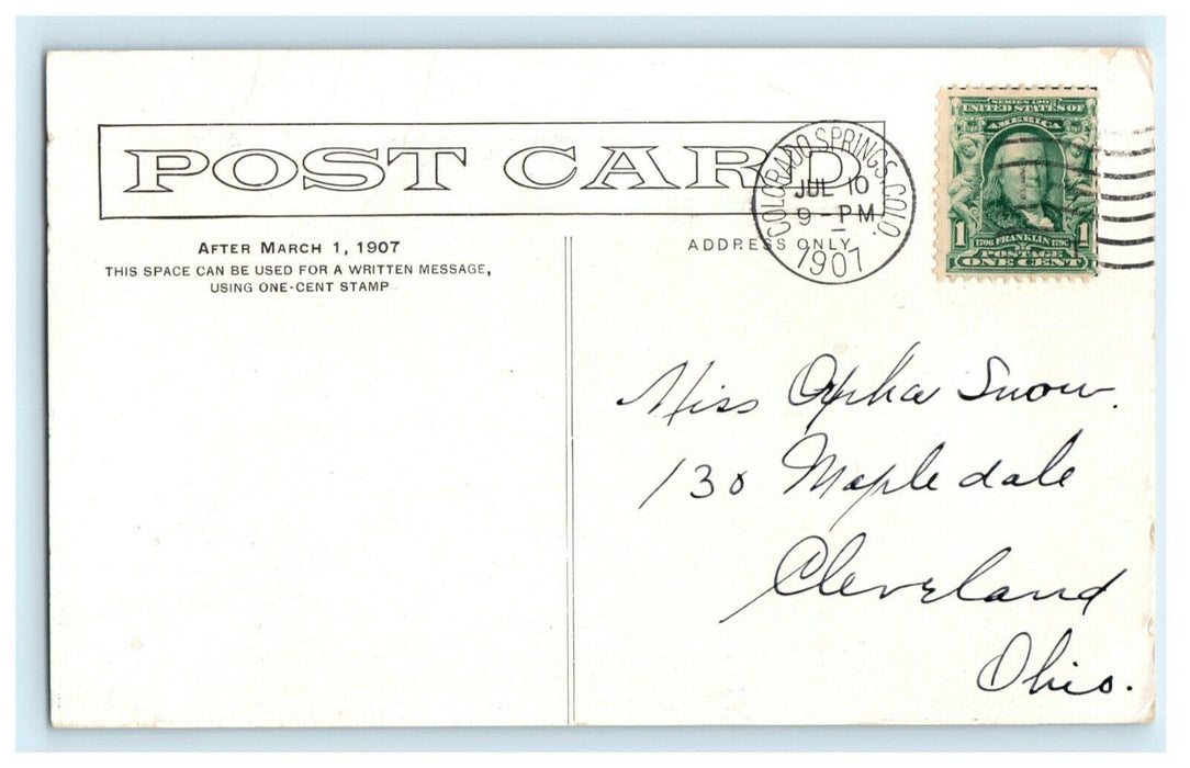 1907 Balance Rock Colorado Springs CO Posted Antique Postcard