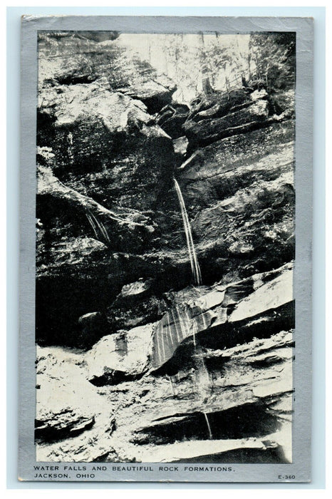 Water Falls And Beautiful Rock Formations Jackson Ohio OH Posted Postcard