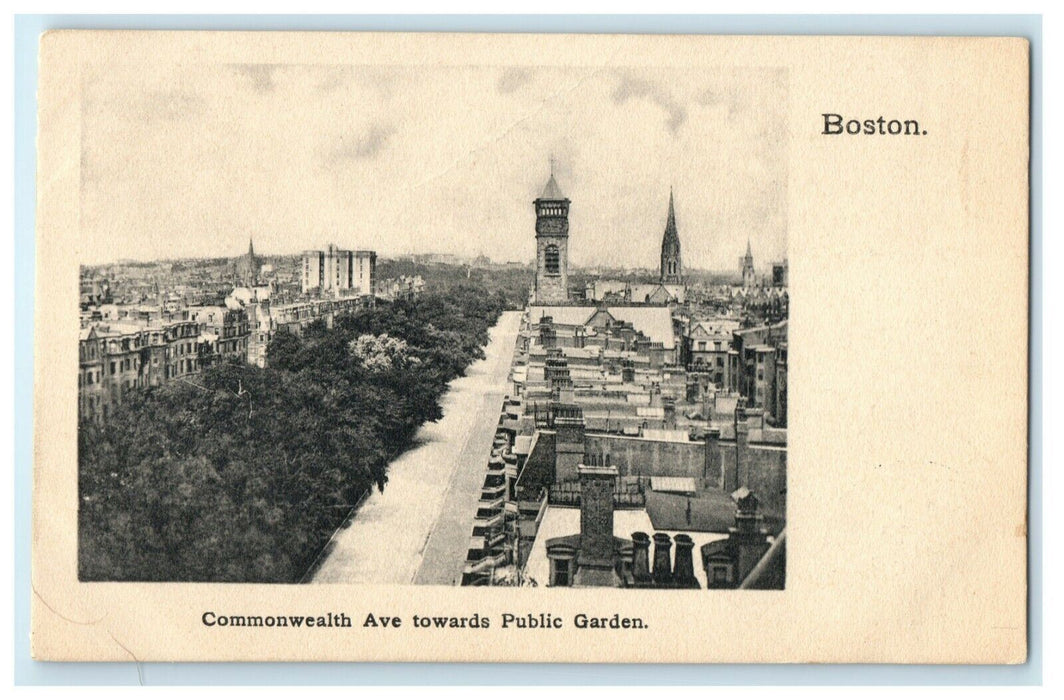 c1905 Commonwealth Ave. Towards Public Garden Boston Massachusetts MA Postcard