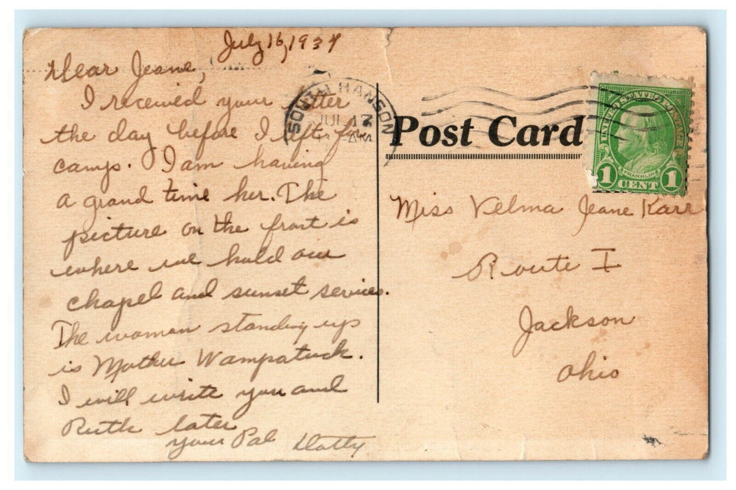 Sunset Knoll Camp Wampatuck South Hanson Massachusetts MA Postcard