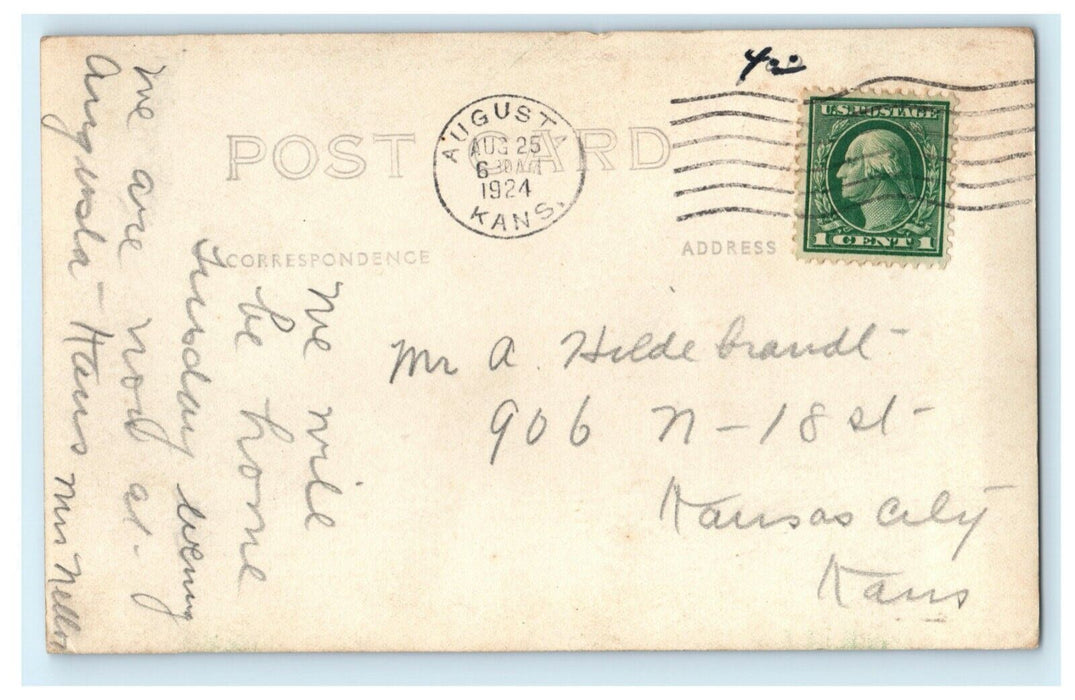 1924 Methodist Church Augusta Kansas KS Ray's Photo Studio RPPC Photo Postcard