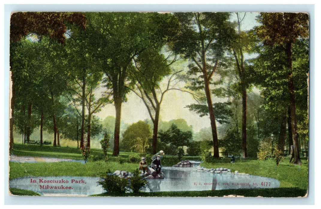 1909 Kosciuszko Park Milwaukee Wisconsin WI Posted Antique Postcard