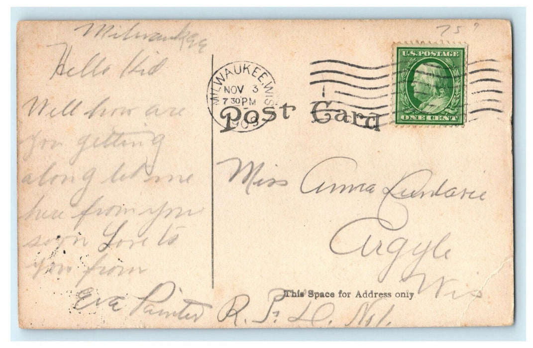 1909 Kosciuszko Park Milwaukee Wisconsin WI Posted Antique Postcard