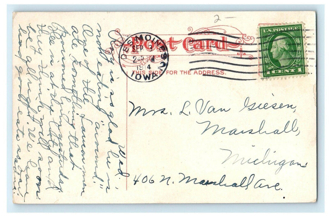 1914 View From Locust Street Bridge Des Moines Iowa IA Posted Antique Postcard