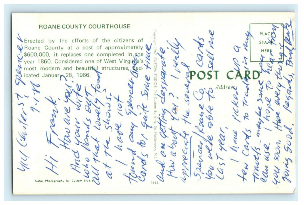 1966 Roane County Courthouse West Virginia WV Posted Antique Postcard