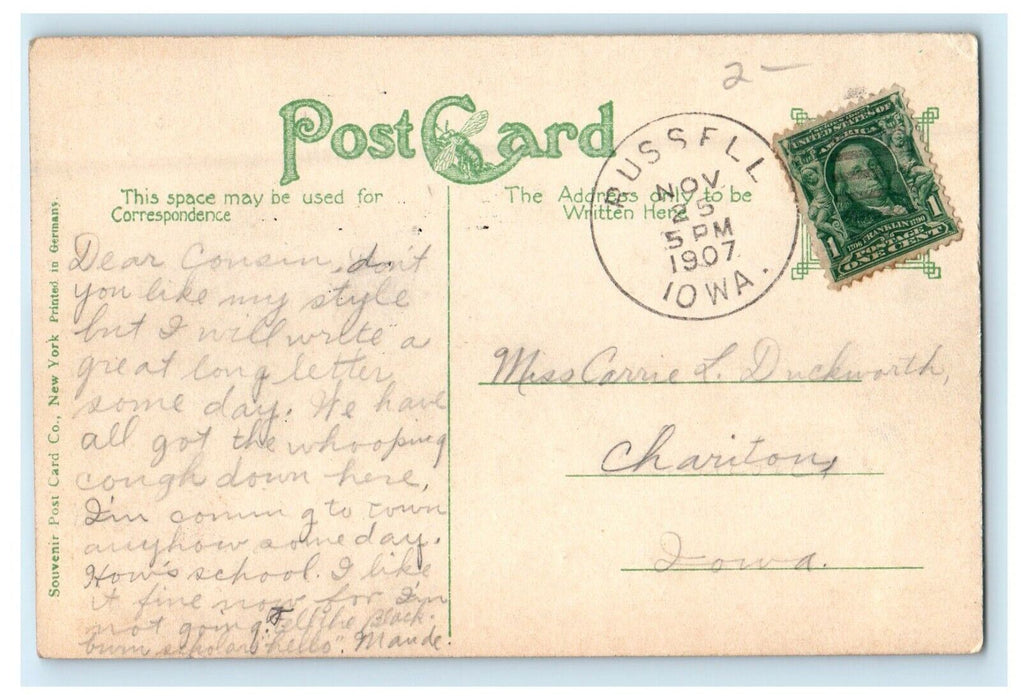 1907 Sixth Avenue Bridge Des Moines Iowa IA Posted Antique Postcard